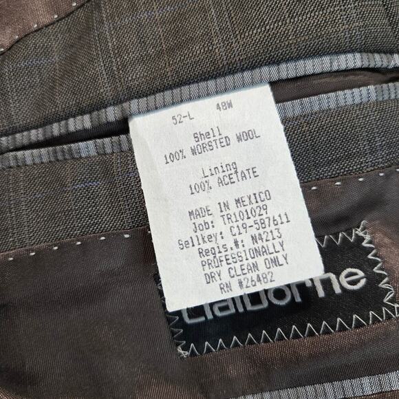 Claiborne Men's 100% Worsted Wool Suit Jacket Sports Coat Gray Plaid Size 52L - Picture 9 of 9